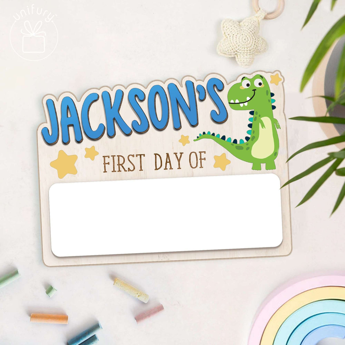 Personalized Kids Dinosaur School Sign, Custom Name Small Style