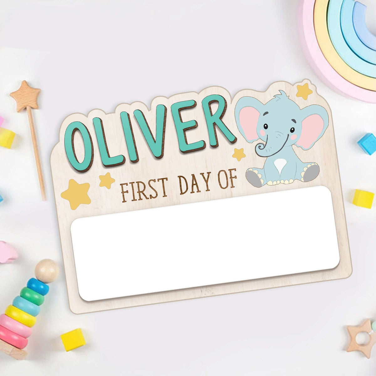 Personalized Kids Elephant School Sign, Custom Name Small Style