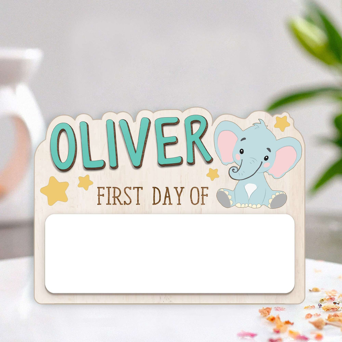 Personalized Kids Elephant School Sign, Custom Name Small Style