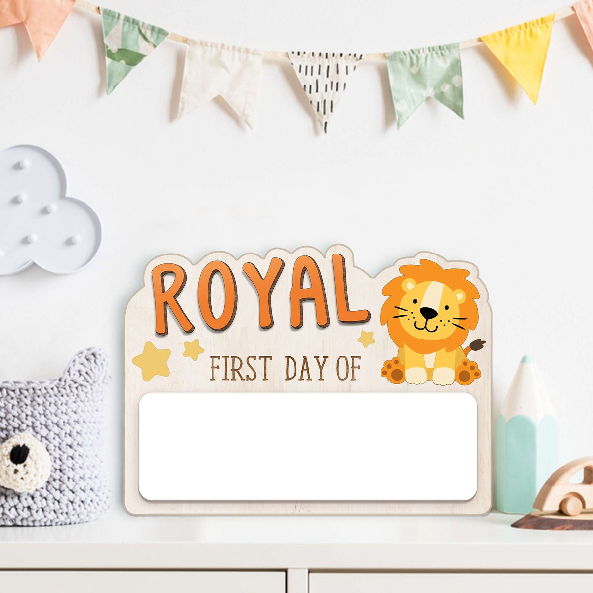 Personalized Kids Lion School Sign, Custom Name Small Style