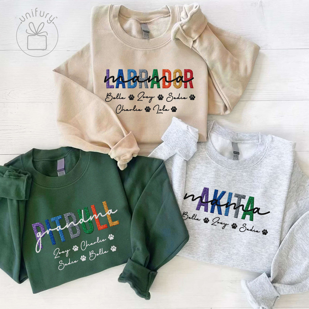 Dog Breed Mama Embroidered Sweatshirt For Dog Lovers