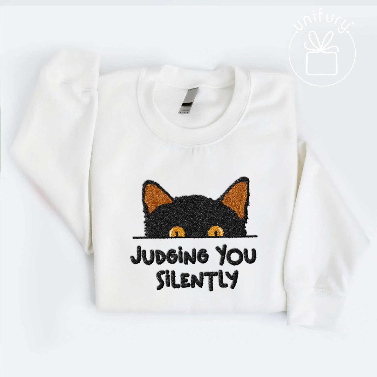 Cat Peeking Hiding Custom Photo Embroidered Sweatshirt