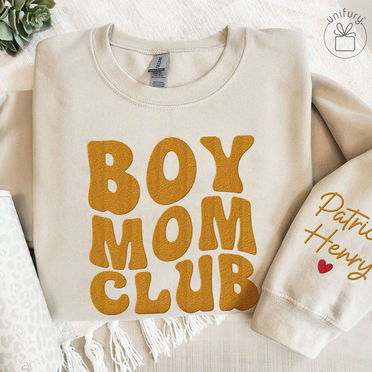 Boy Mom Club Embroidered Sweatshirt For Mom