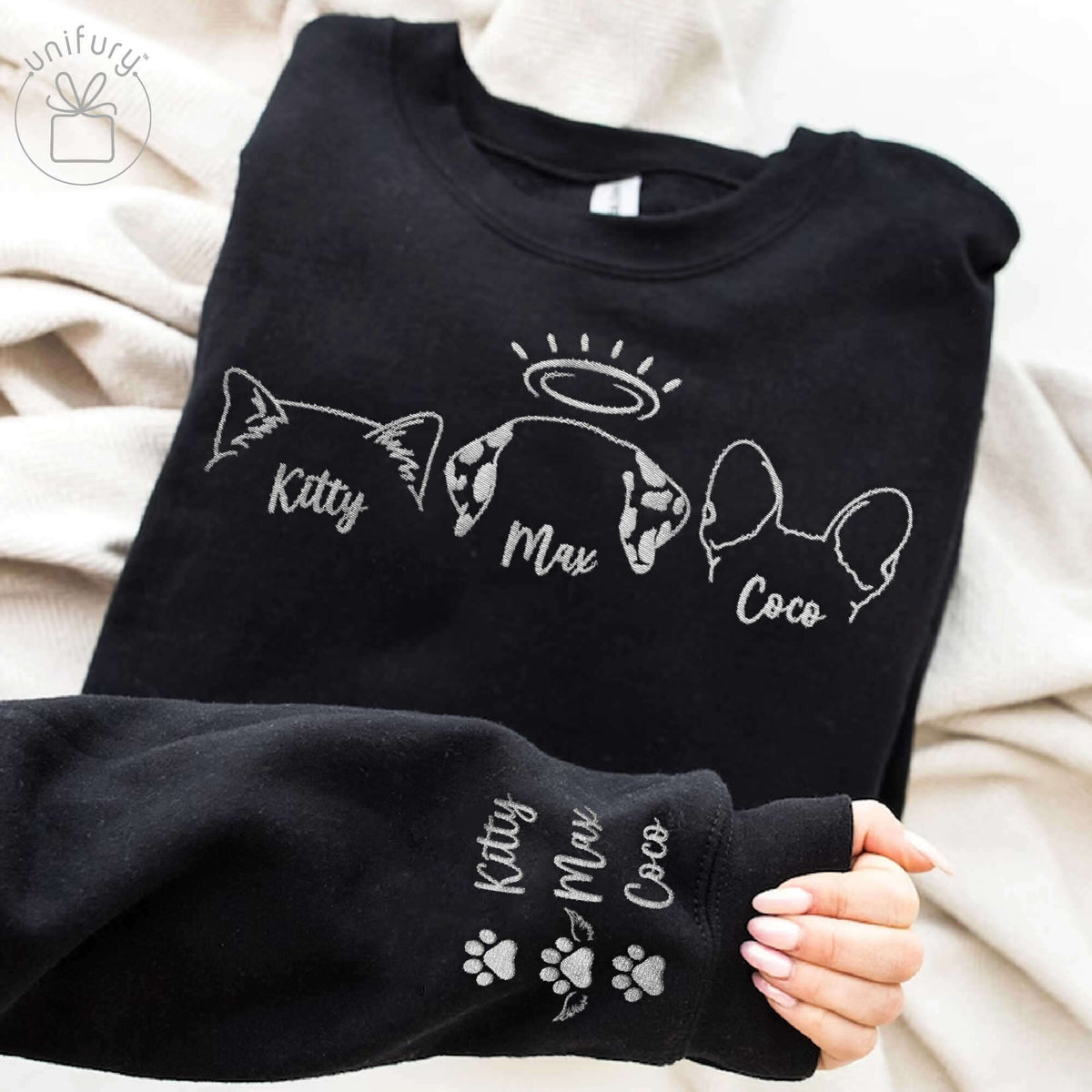 Dog Cat Ears Embroidered Sweatshirt For Mom To Be