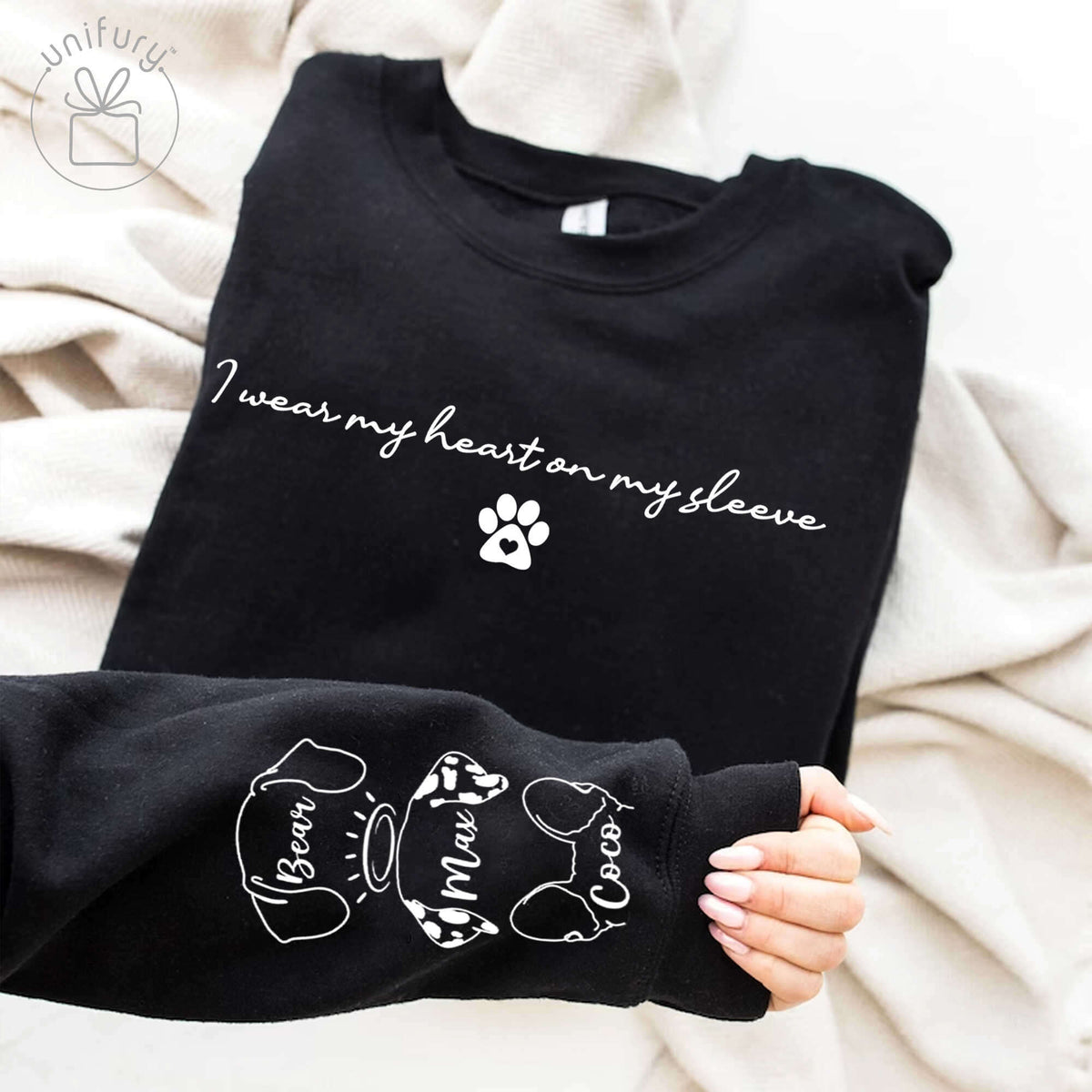 I Wear My Heart On My Sleeve Printed Standard Sweatshirt For Dog Cat Lovers