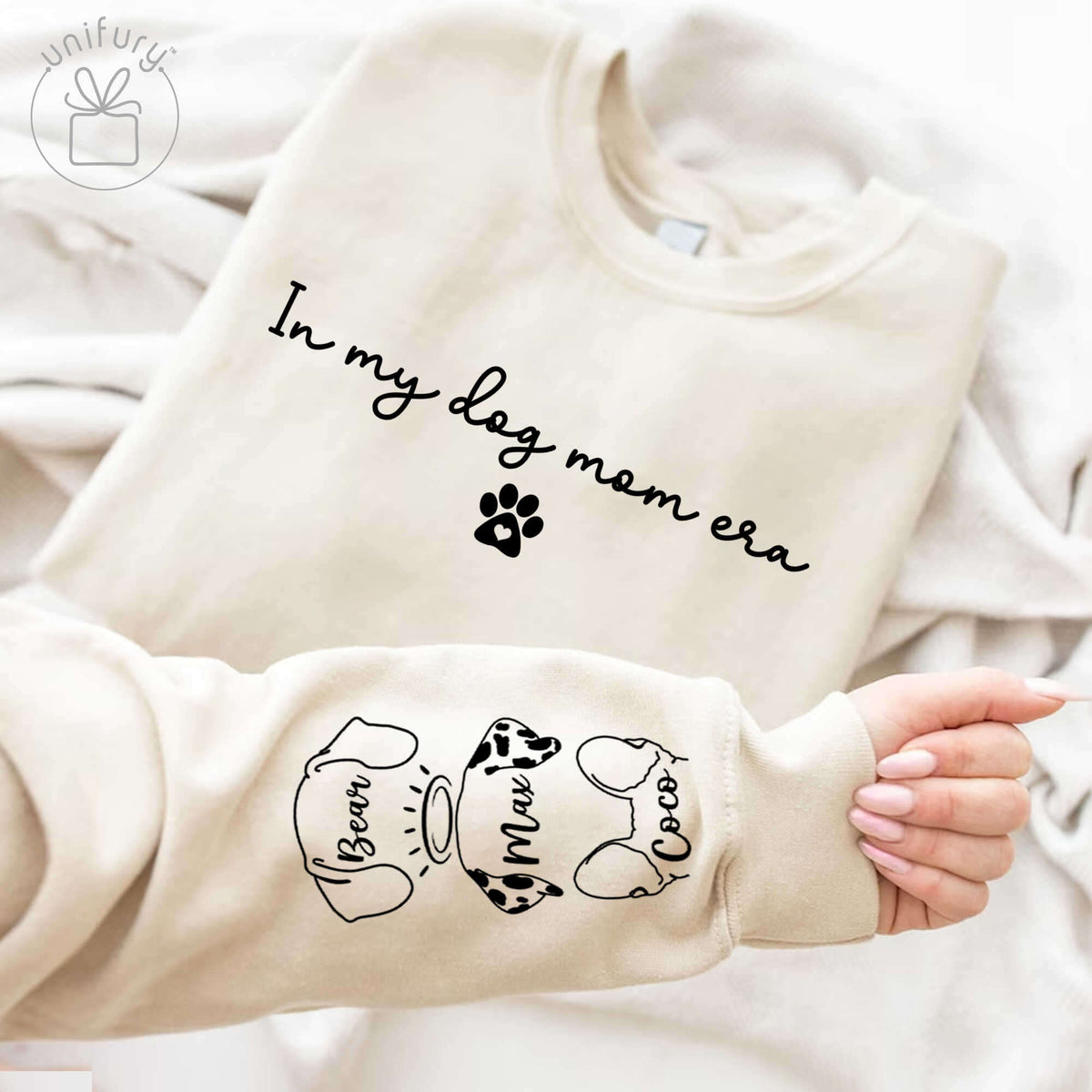 In My Dog Mom Era Sleeve Printed Standard Sweatshirt For Dog Lovers