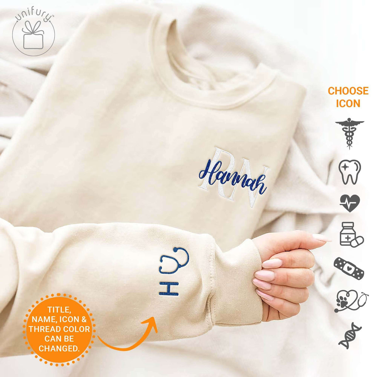 Custom Name Nurse Embroidered Sweatshirt