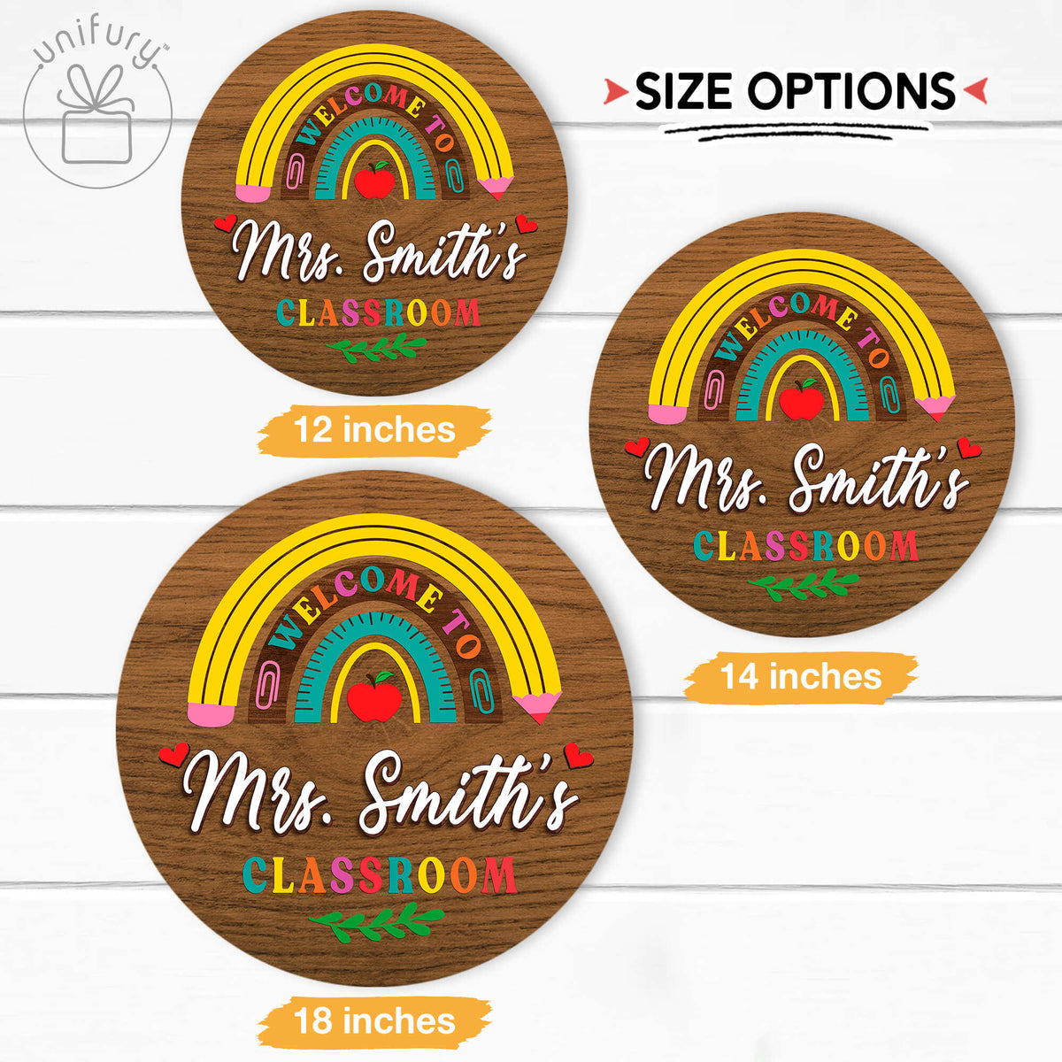 Personalized 3D Teacher Wooden Classroom Welcome Door Sign, Custom Teacher Name Gift