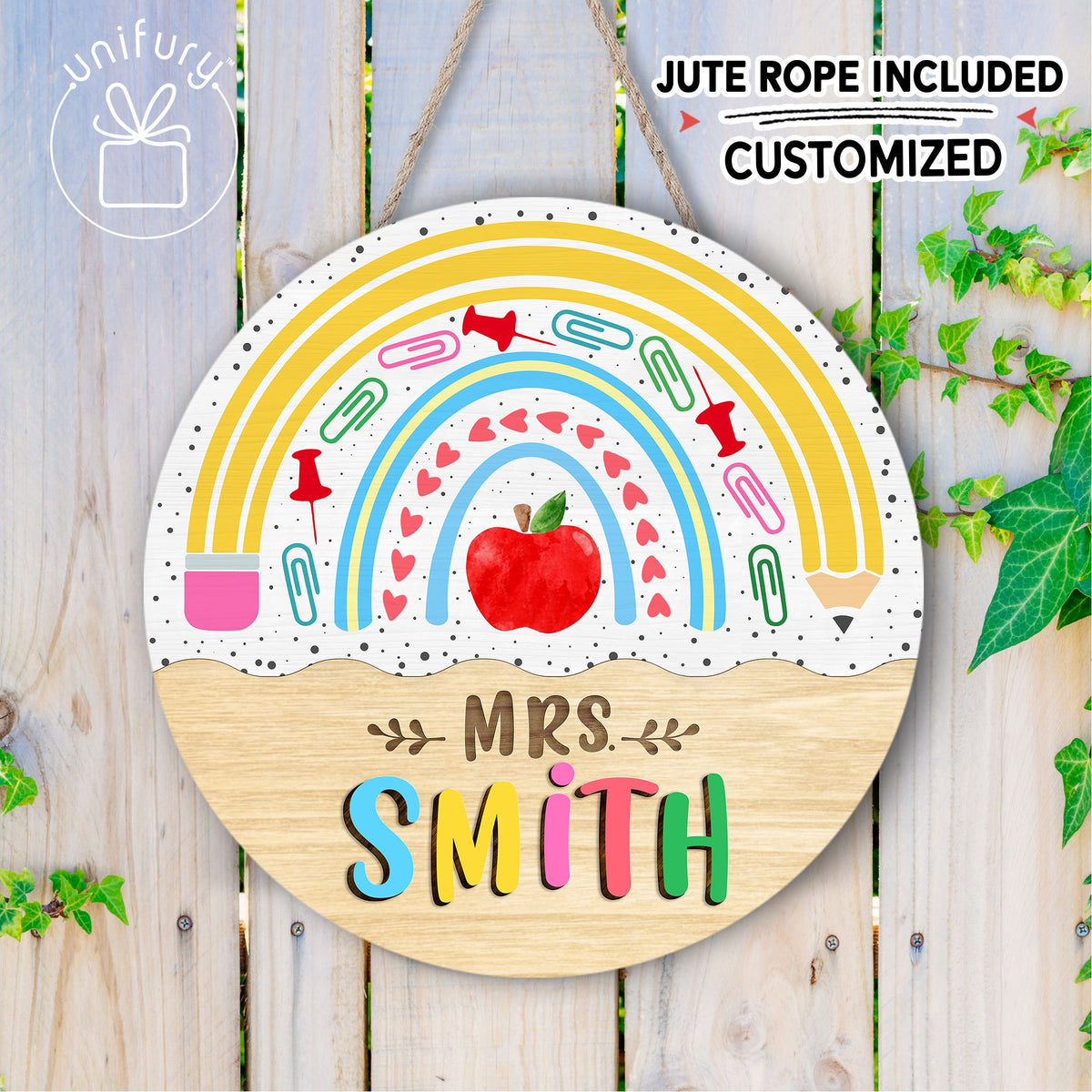 Personalized 3D Teacher Boho Classroom Door Sign, Custom Teacher Name Gift