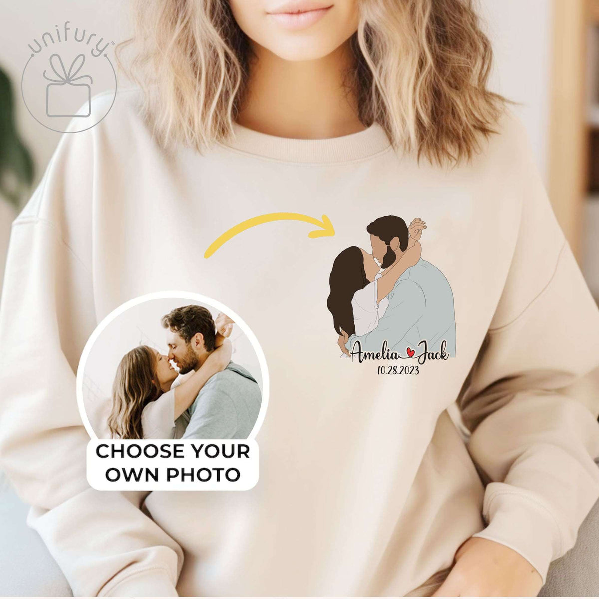 Couple Line Art Anniversary Sleeve Printed Standard Sweatshirt