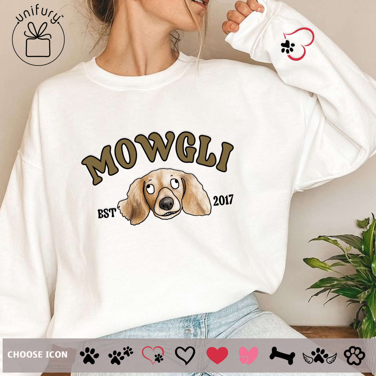 Custom Dog Portrait EST Sleeve Printed Standard Sweatshirt