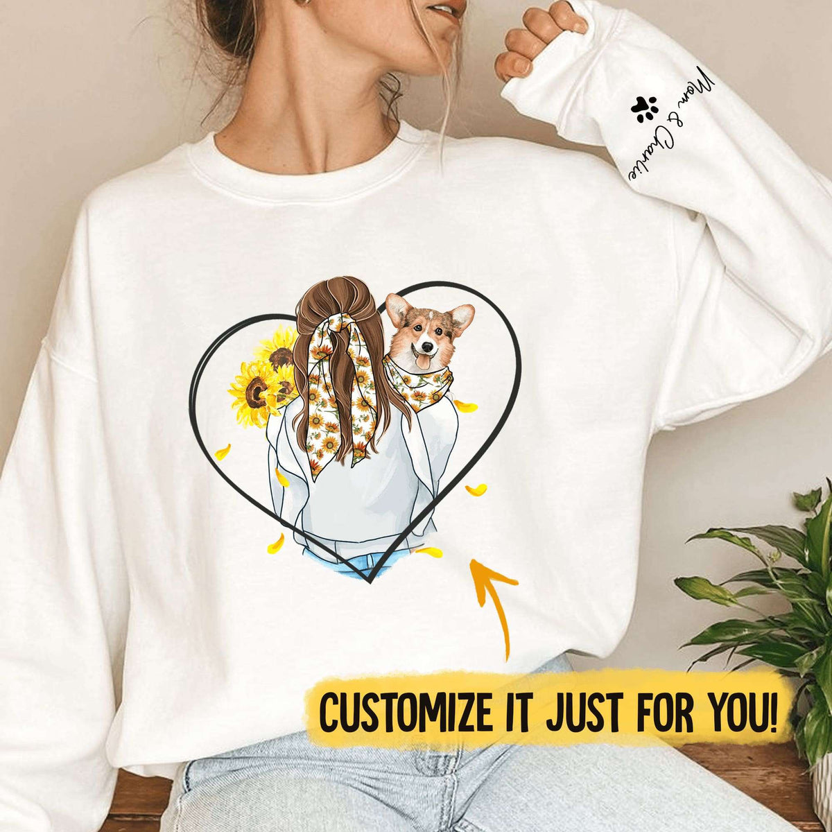 Match Clothes With My Dog Heart Sleeve Printed Standard Sweatshirt