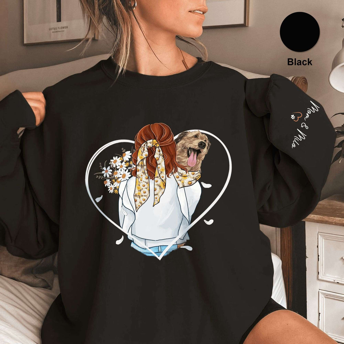 Match Clothes With My Dog Heart Sleeve Printed Standard Sweatshirt