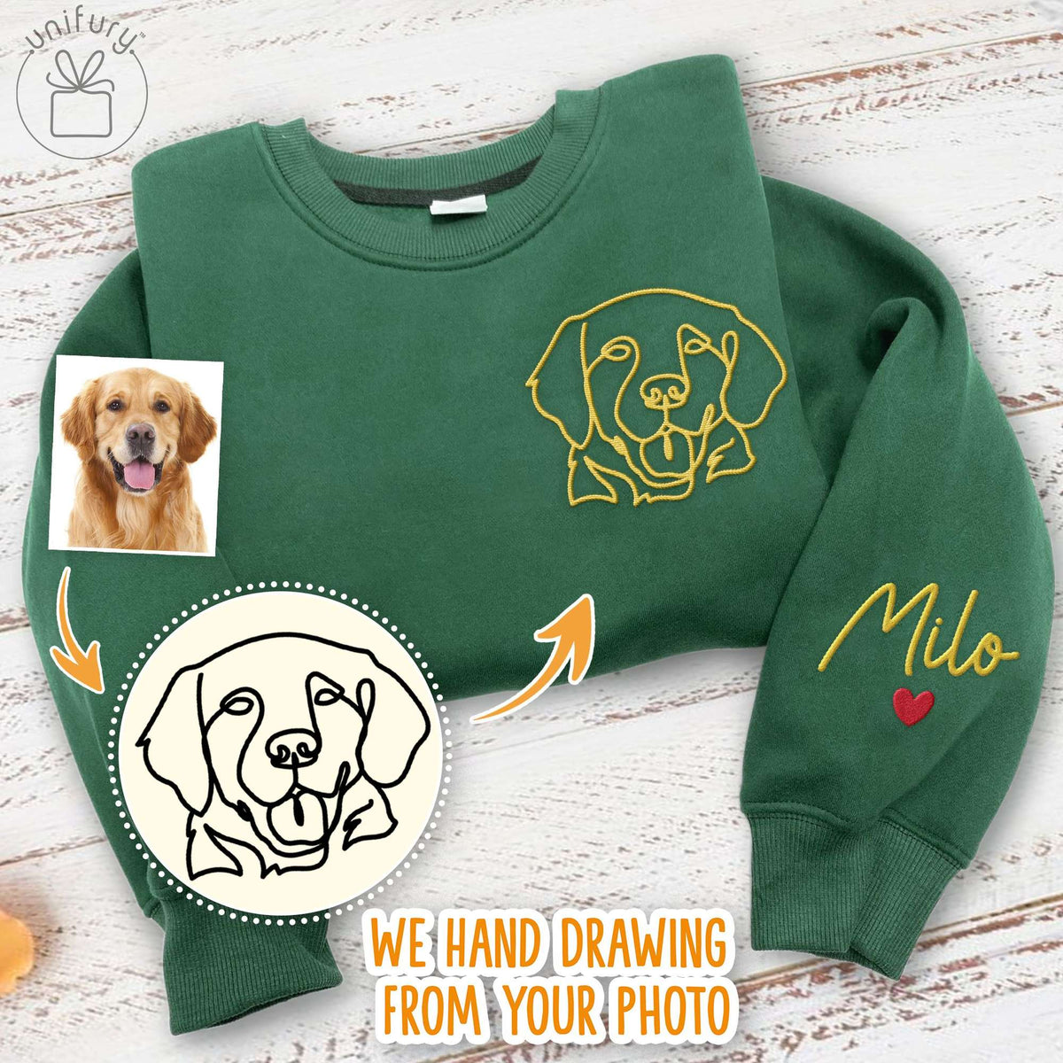 Custom Dog One Line Art Embroidered Sweatshirt