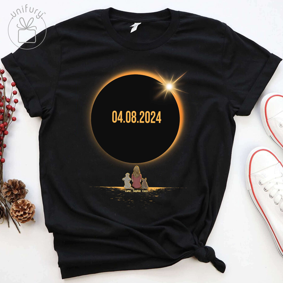 Dog Cat Lover Watching Total Solar Eclipse T-shirt For Dog Lovers