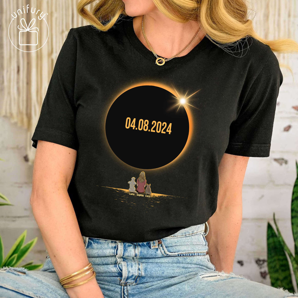 Dog Cat Lover Watching Total Solar Eclipse T-shirt For Dog Lovers