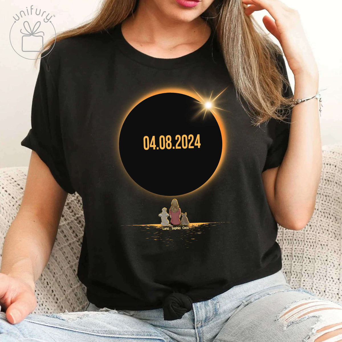 Dog Cat Lover Watching Total Solar Eclipse T-shirt For Dog Lovers