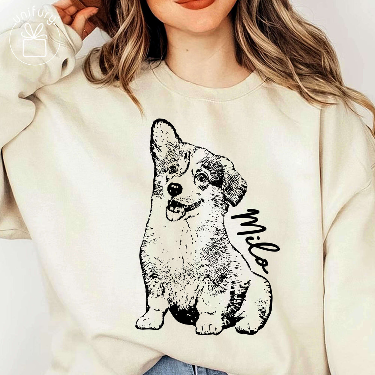 Pet Portrait Sleeve Printed Standard Sweatshirt For Dog Cat Lovers