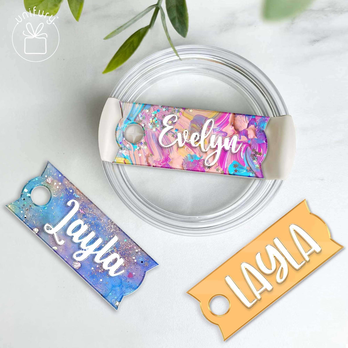Personalized Acrylic Glitter Tumbler Name Tag For Tumbler Plate Topper