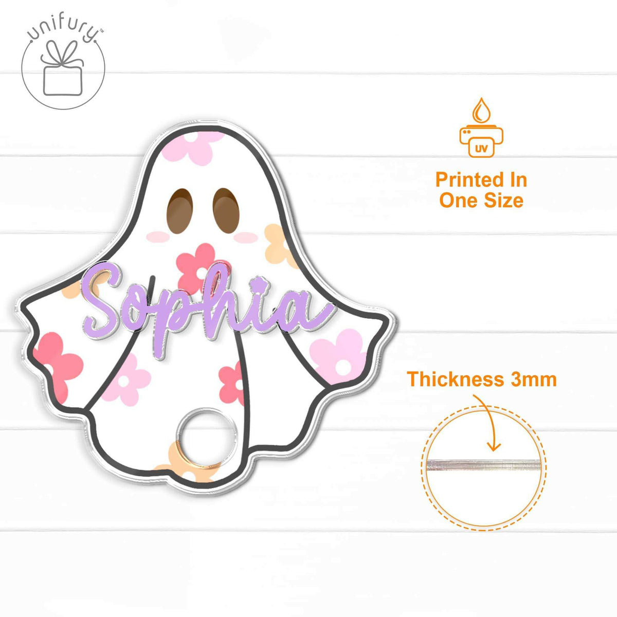 Floral Ghost Halloween Stanley Name Tag For Tumbler Plate Topper
