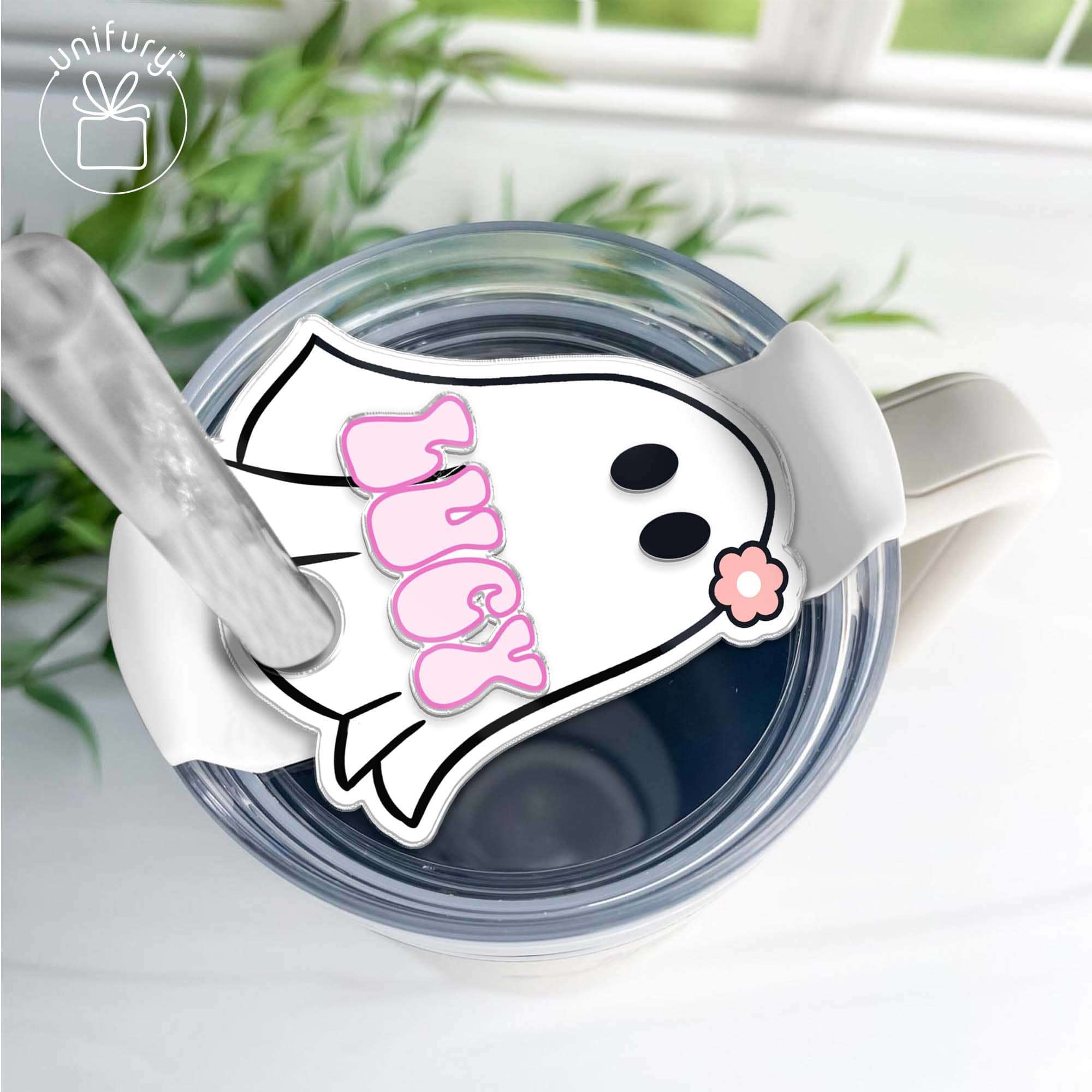 Floral Ghost Halloween Stanley Tumbler Name Tag For Tumbler Plate Topp -  Unifury
