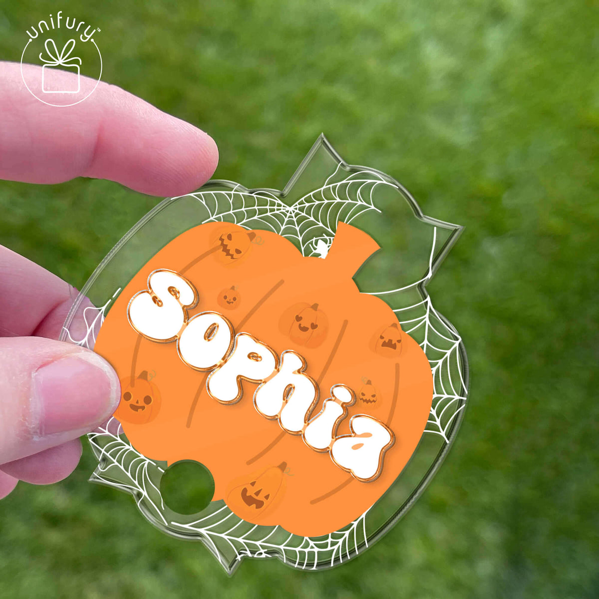 Halloween Pumpkin Glitter Style Personalized Tumbler Name Tag