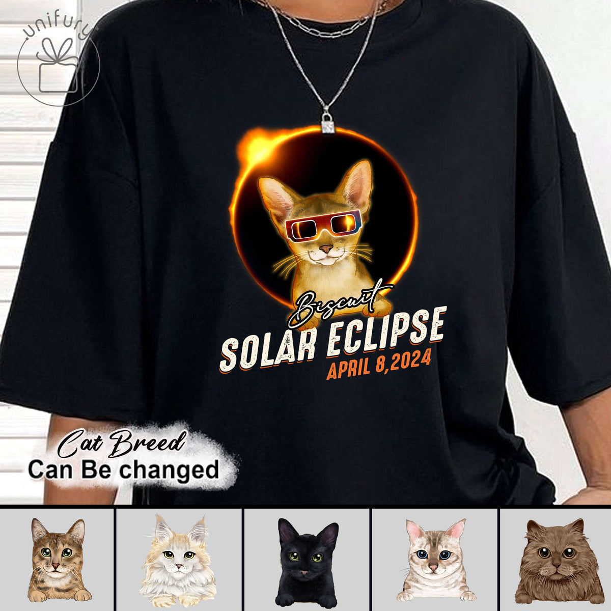 Custom Cat Solar Eclipse T-shirt For Cat Lovers
