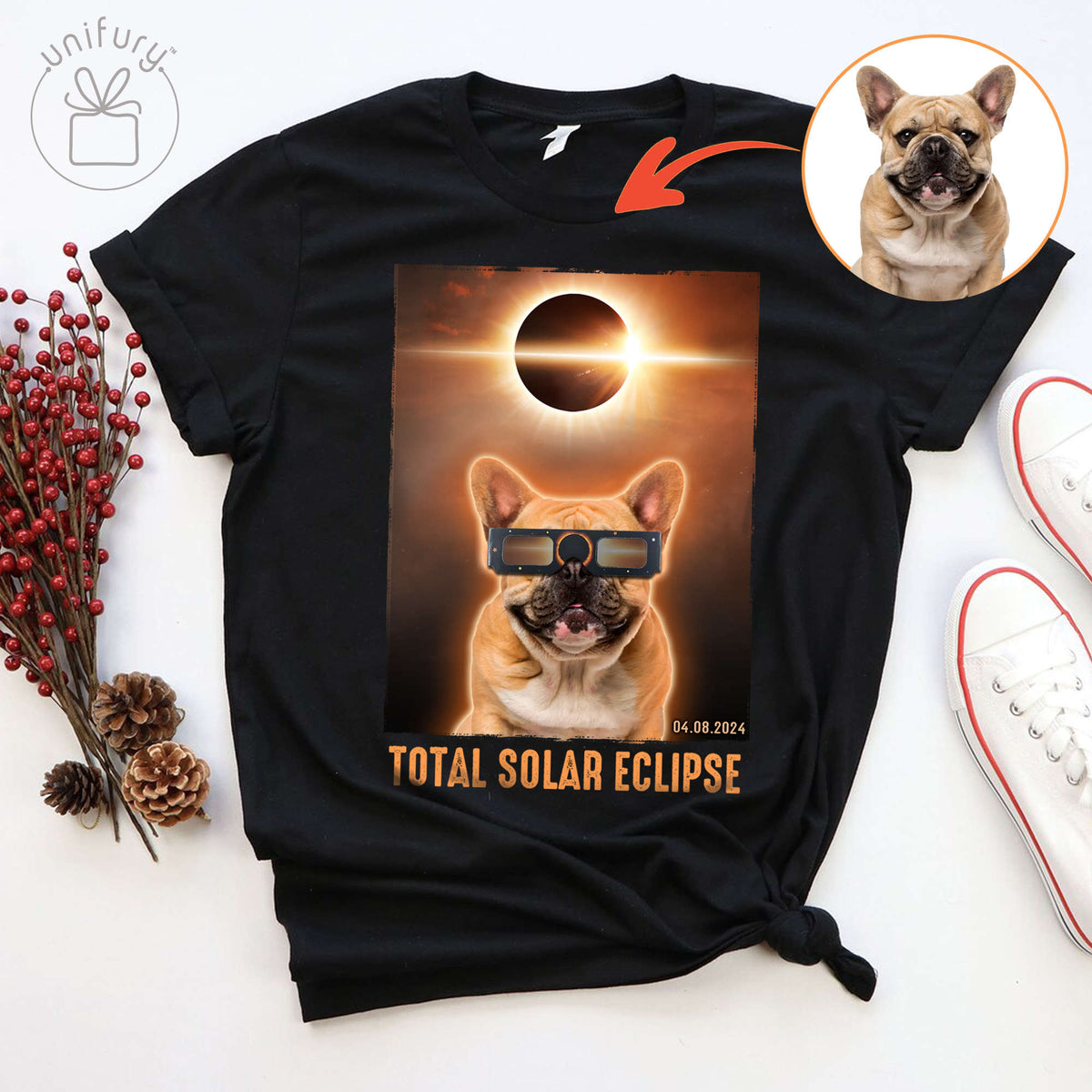 Personalized Solar Eclipse T-shirt Custom Photo For Dog Lovers