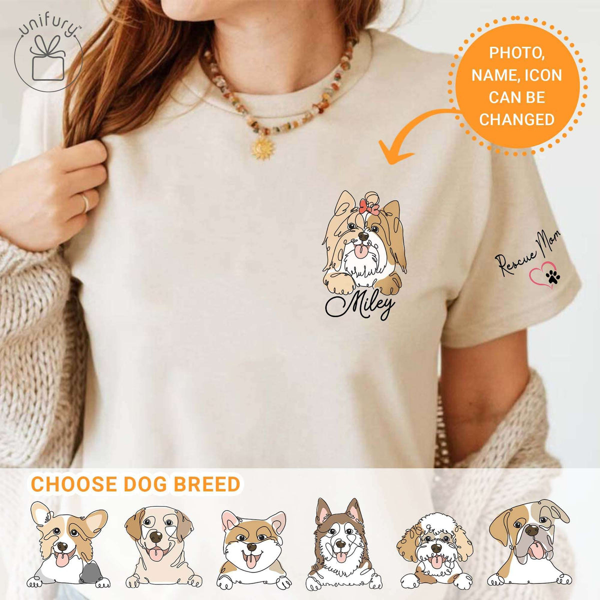 Custom Hand-Drawn Pet Face Oneline Comfort Colors T-shirt