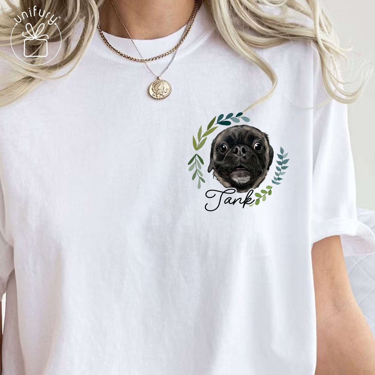 Custom Cat Portrait With Floral Comfort Colors T-shirt