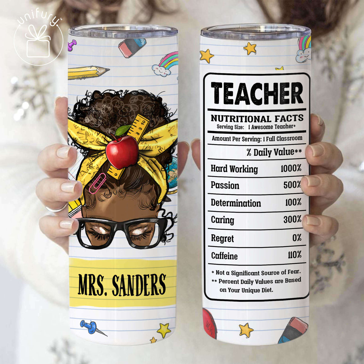 Personalized Teacher Awesome Skinny Tumbler, Custom Name Gift