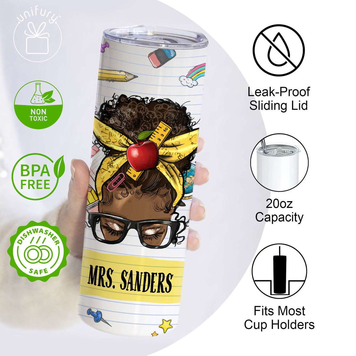 Personalized Teacher Awesome Skinny Tumbler, Custom Name Gift