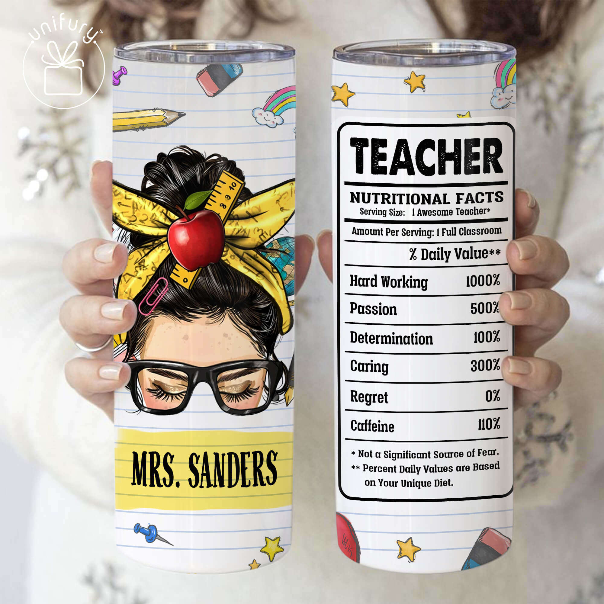 Personalized Teacher Teacher Love Teacher Life Skinny Tumbler, Custom -  Unifury