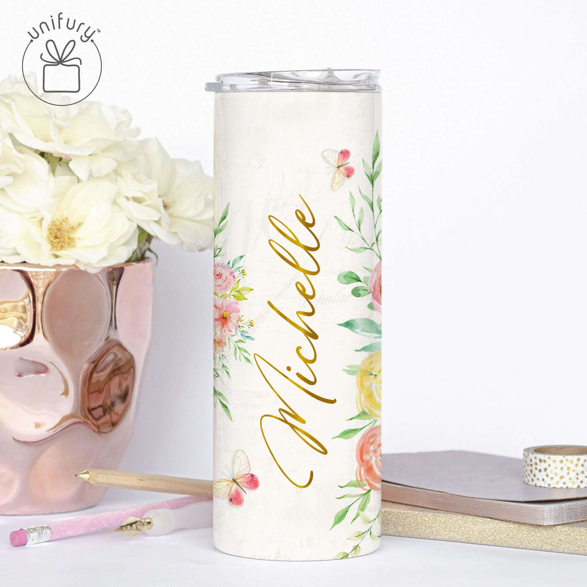 Personalized Christian Strength Dignity Skinny Tumbler, Custom Name Tumbler