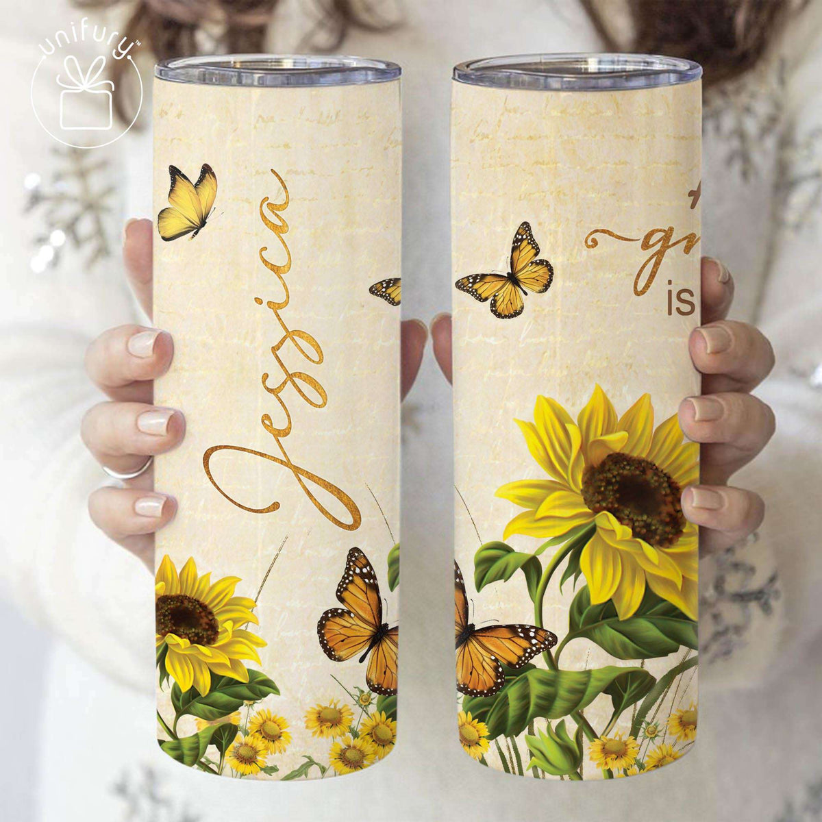 Personalized Christian Sufficient For Me Skinny Tumbler, Custom Name For Women
