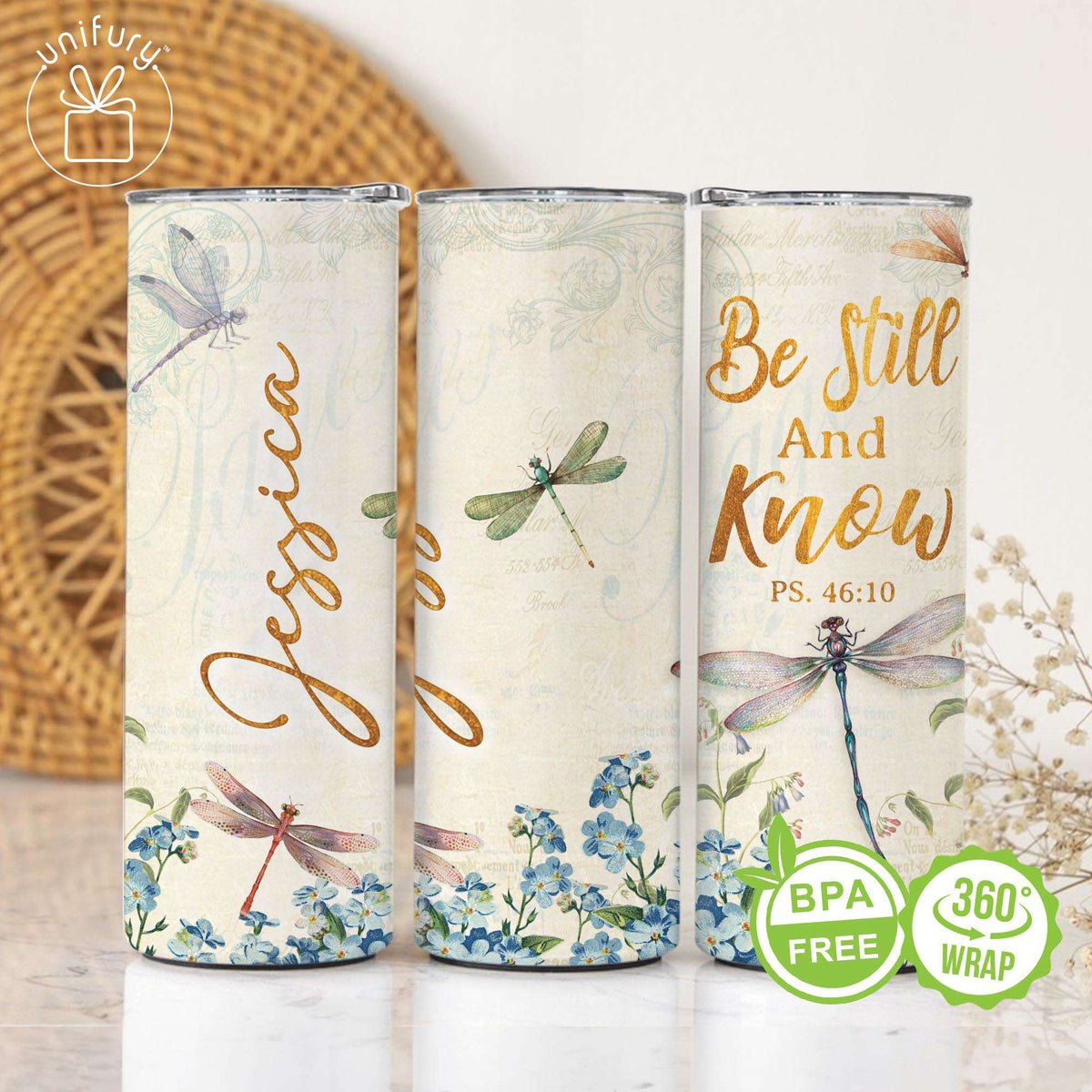 Personalized Christian Be Still And Know Skinny Tumbler, Custom Name For Women