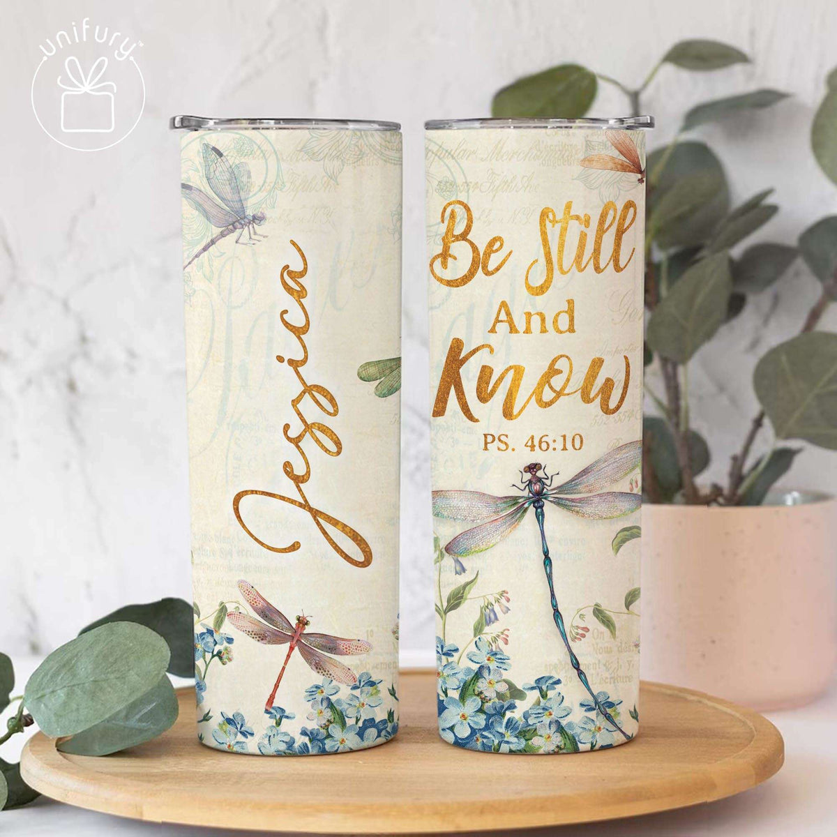Personalized Christian Be Still And Know Skinny Tumbler, Custom Name For Women