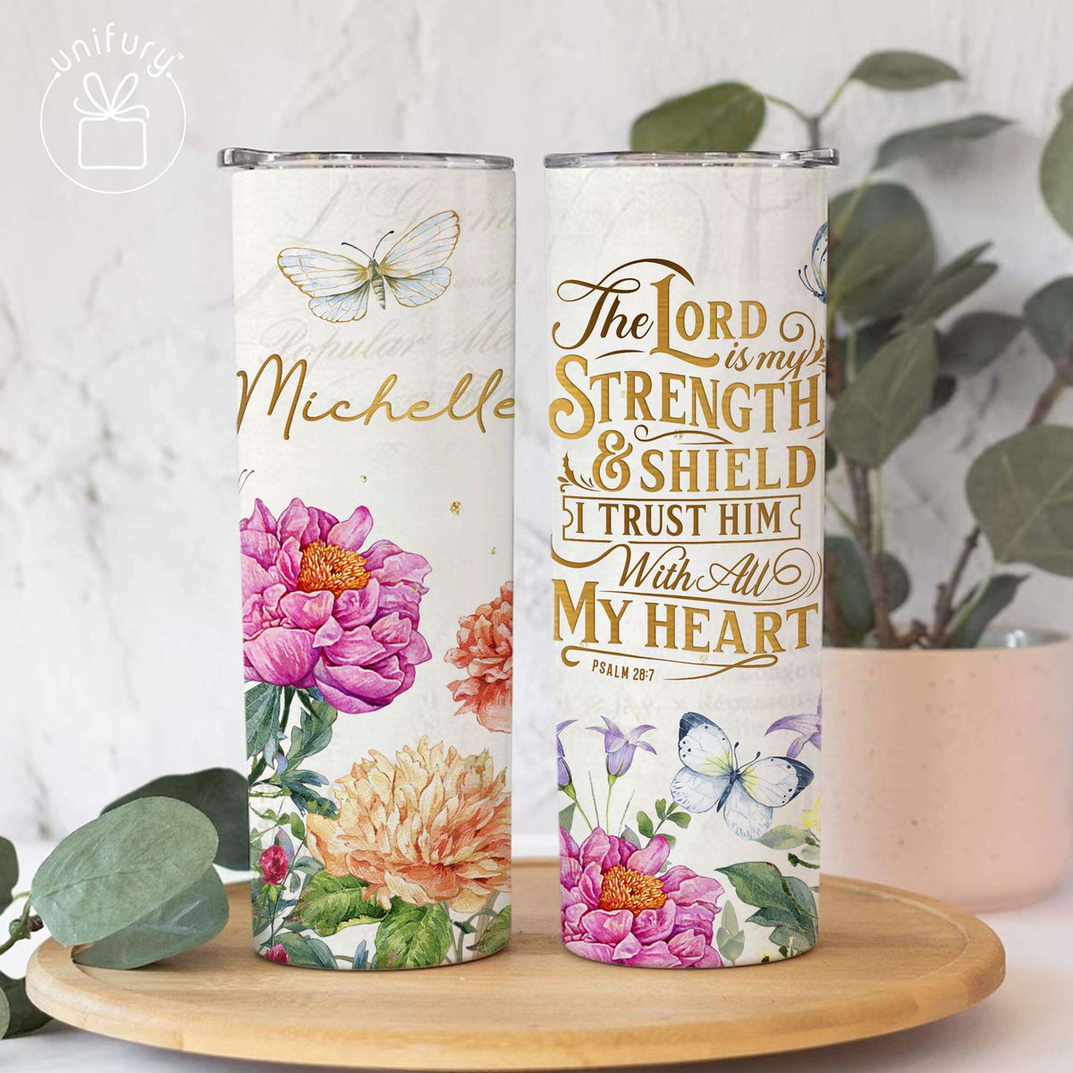 Personalized Christian My Strength Skinny Tumbler, Custom Name Tumbler