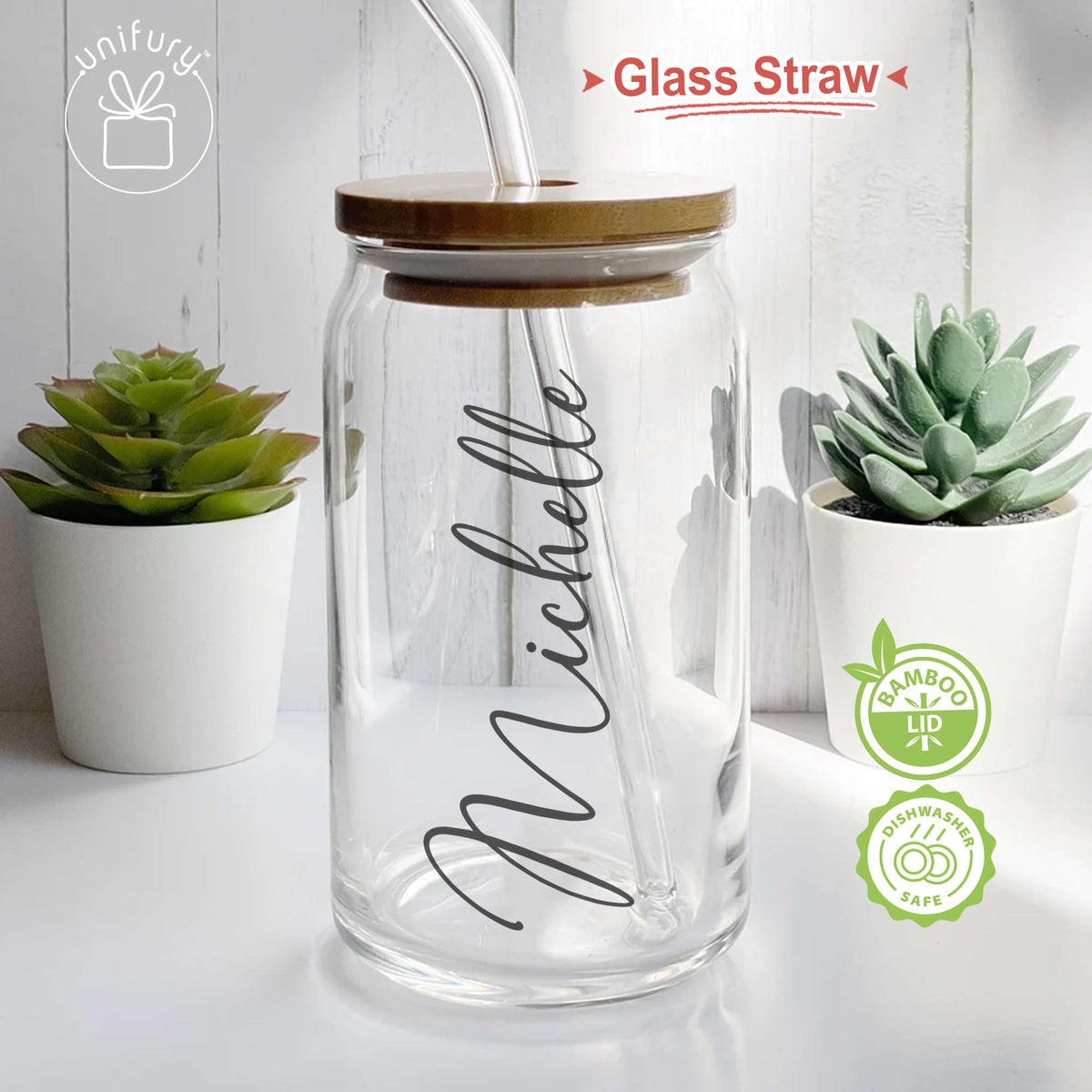 Personalized Bridesmaid Honor Clear Glass Tumbler, Custom Name Gift For Women