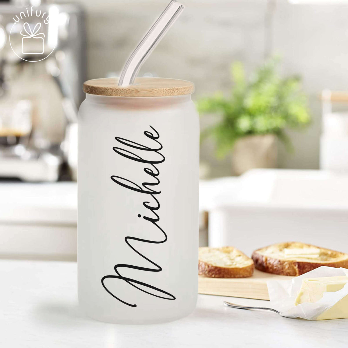 Personalized Bridesmaid Honor Frosted Glass Tumbler, Custom Name Gift For Women