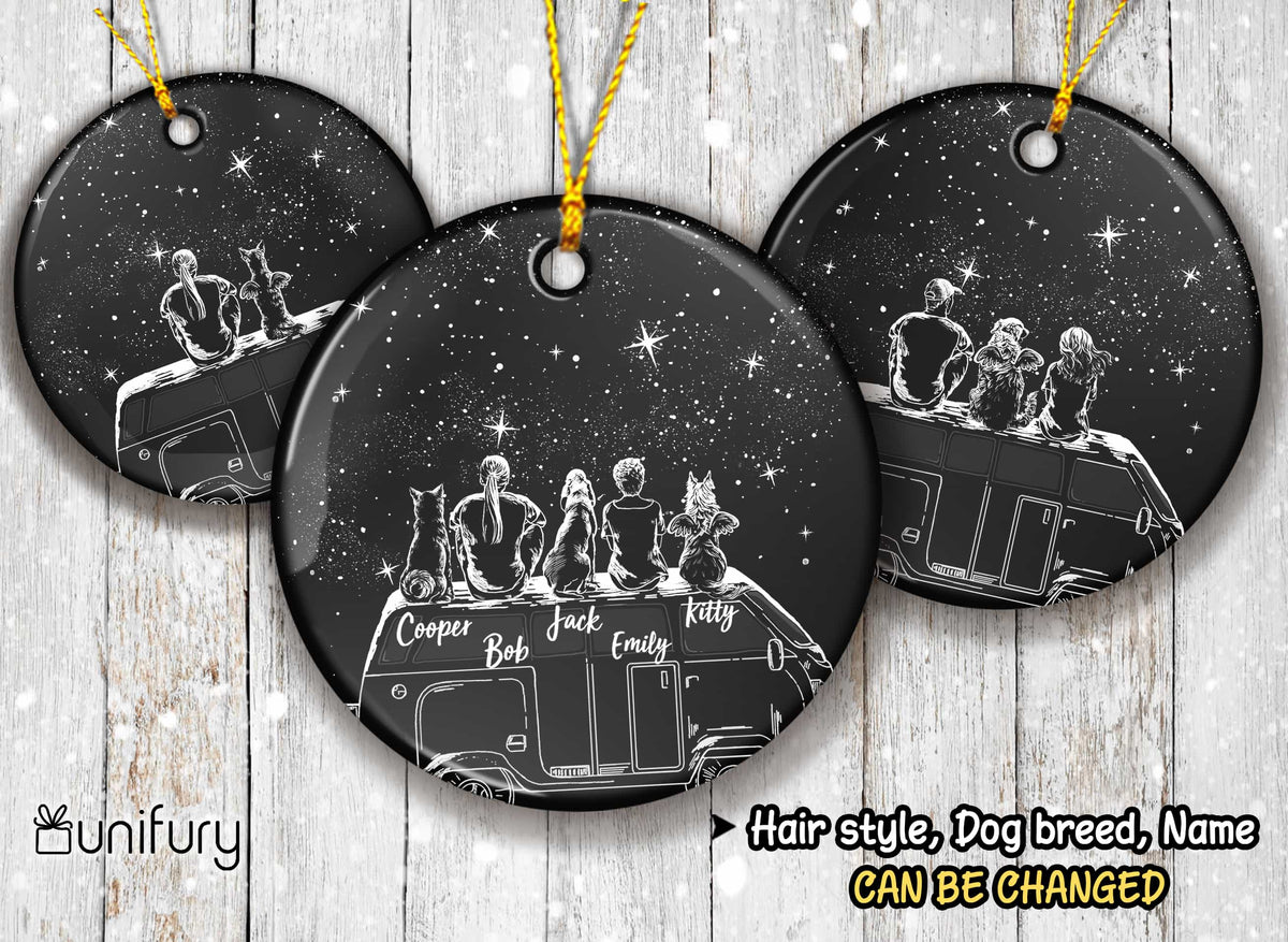 Personalized dog Christmas Ceramic Ornament gifts for dog lovers  - circle