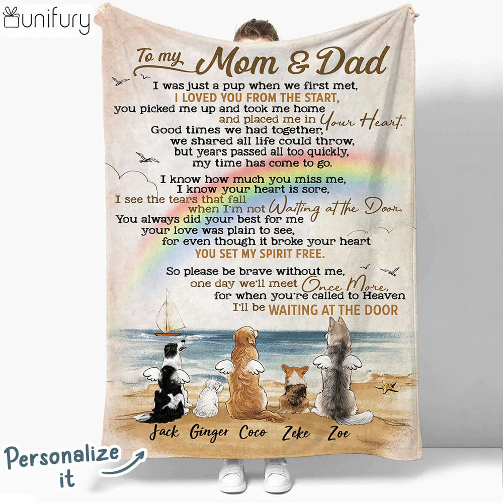 Personalized dog memorial fleece blanket gifts - From Heaven To Dog Mom