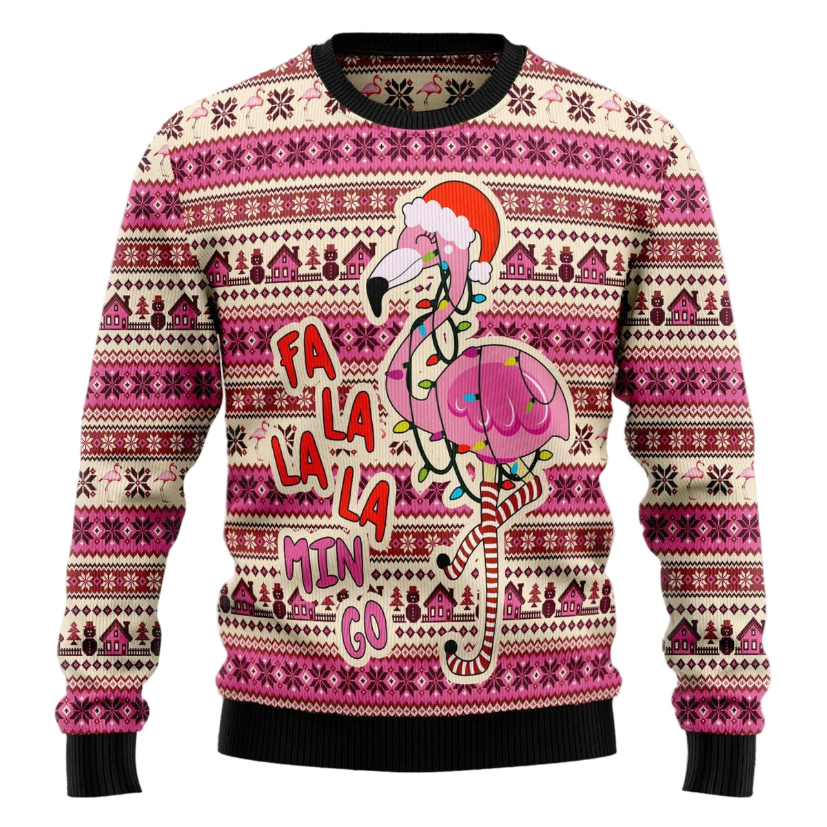 Fa La La Min Go Flamingo Ugly Christmas Sweater for Men and Women, Funny Holiday Party Gift for Flamingo Lovers