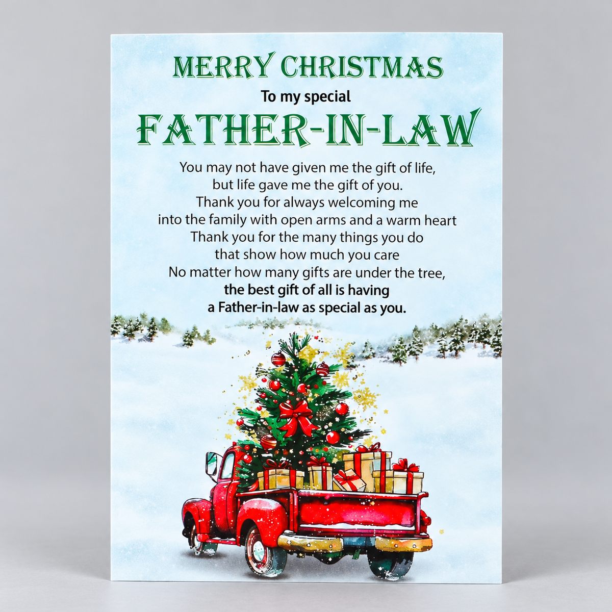 Christmas Card for Father-in-Law from Son-in-Law or Daughter-in-Law – Holiday Greeting with Envelope and Seal