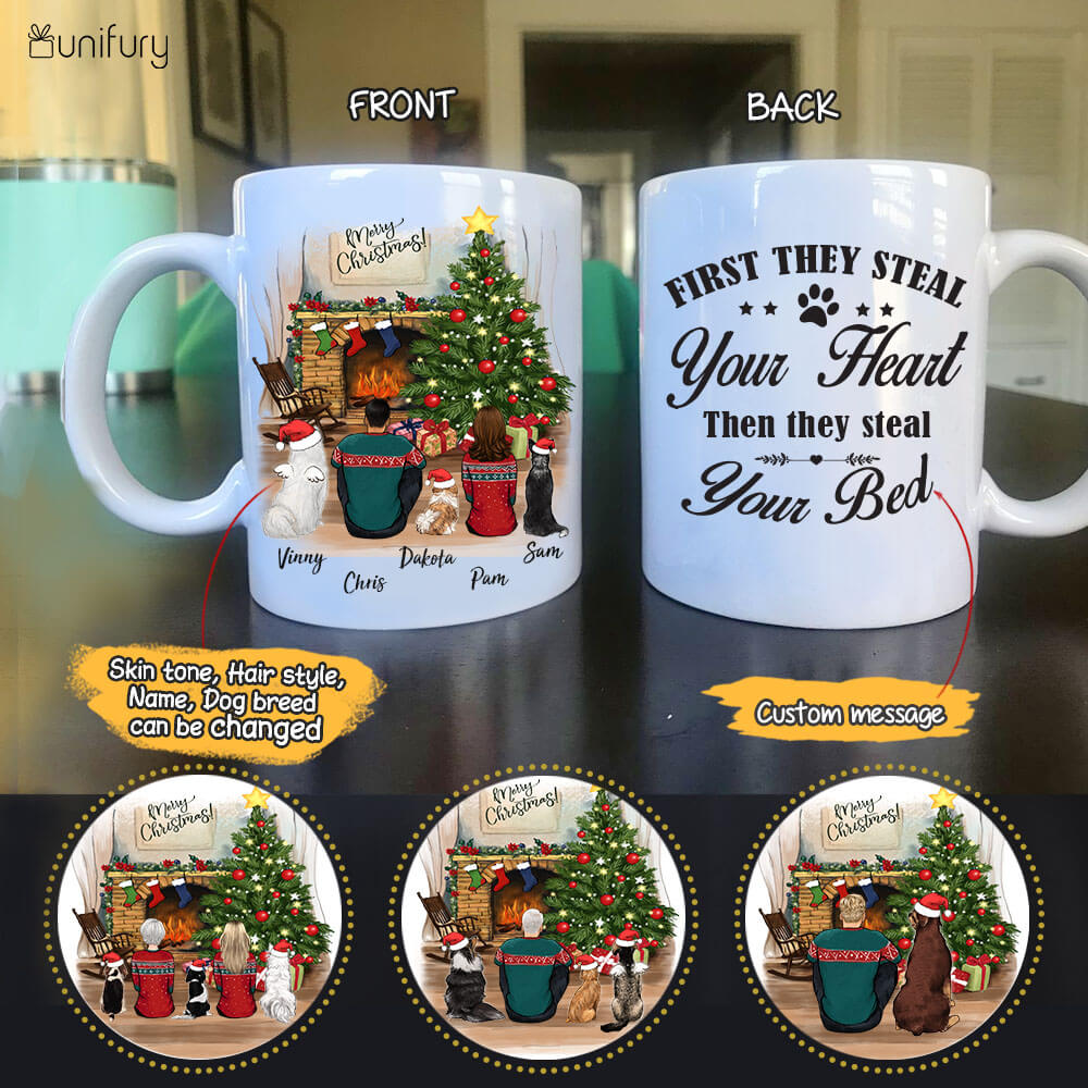 Personalized dog mug Christmas gifts for dog lovers - DOG & COUPLE - CUSTOM MESSAGE - 2409