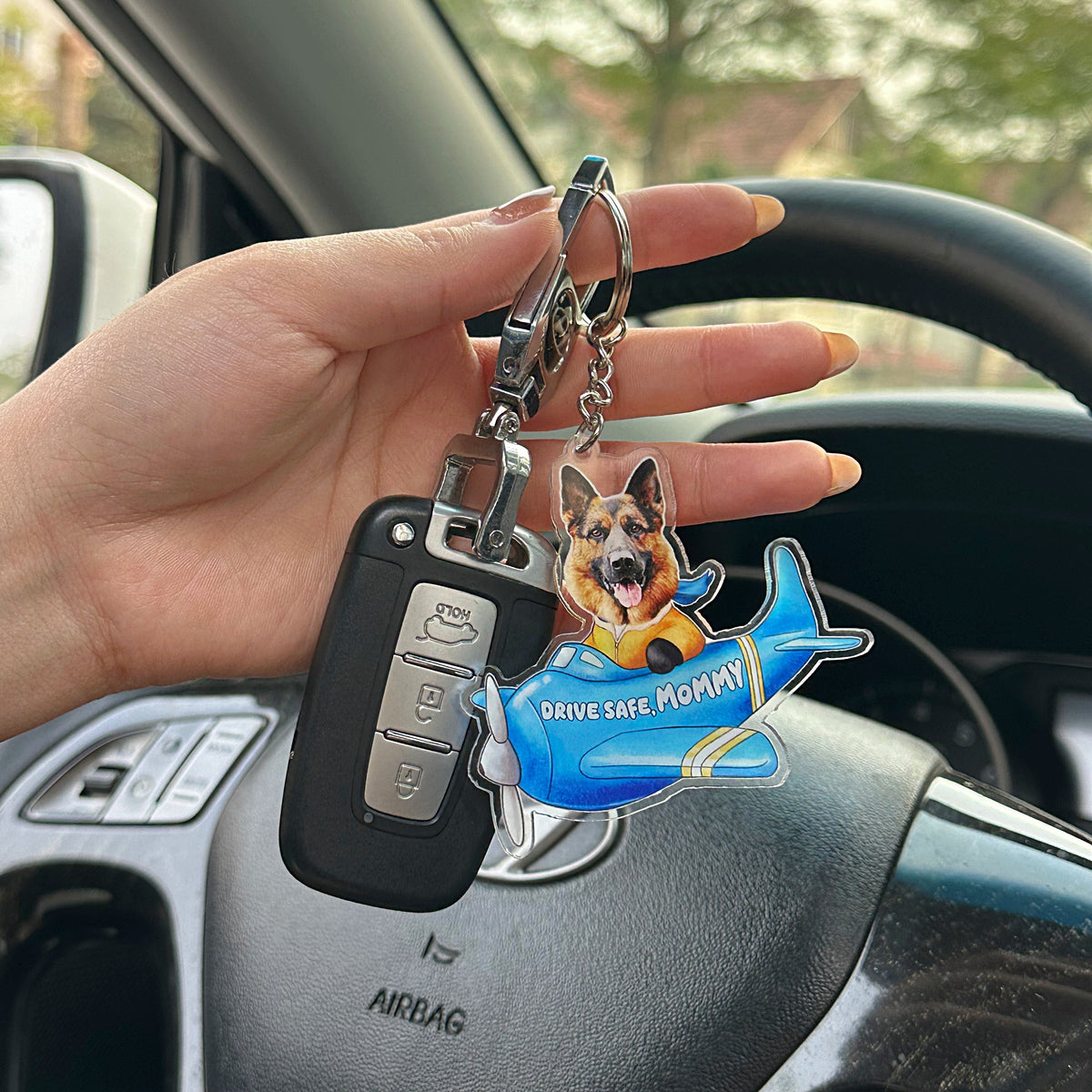 Custom Photo Dog Baby Pilot Keychain - Dog Baby Plane Keychain