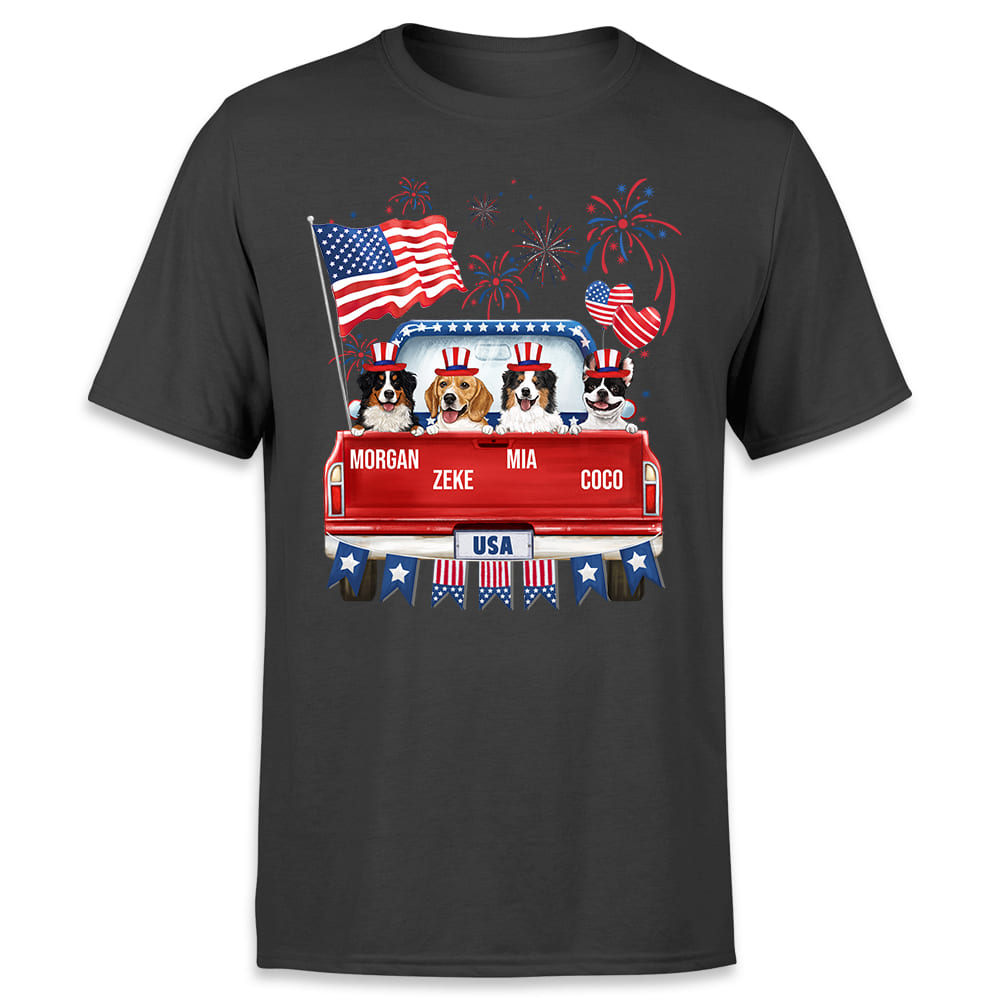 Personalized T-shirt for dog lovers - 4th of July - Pickup Truck