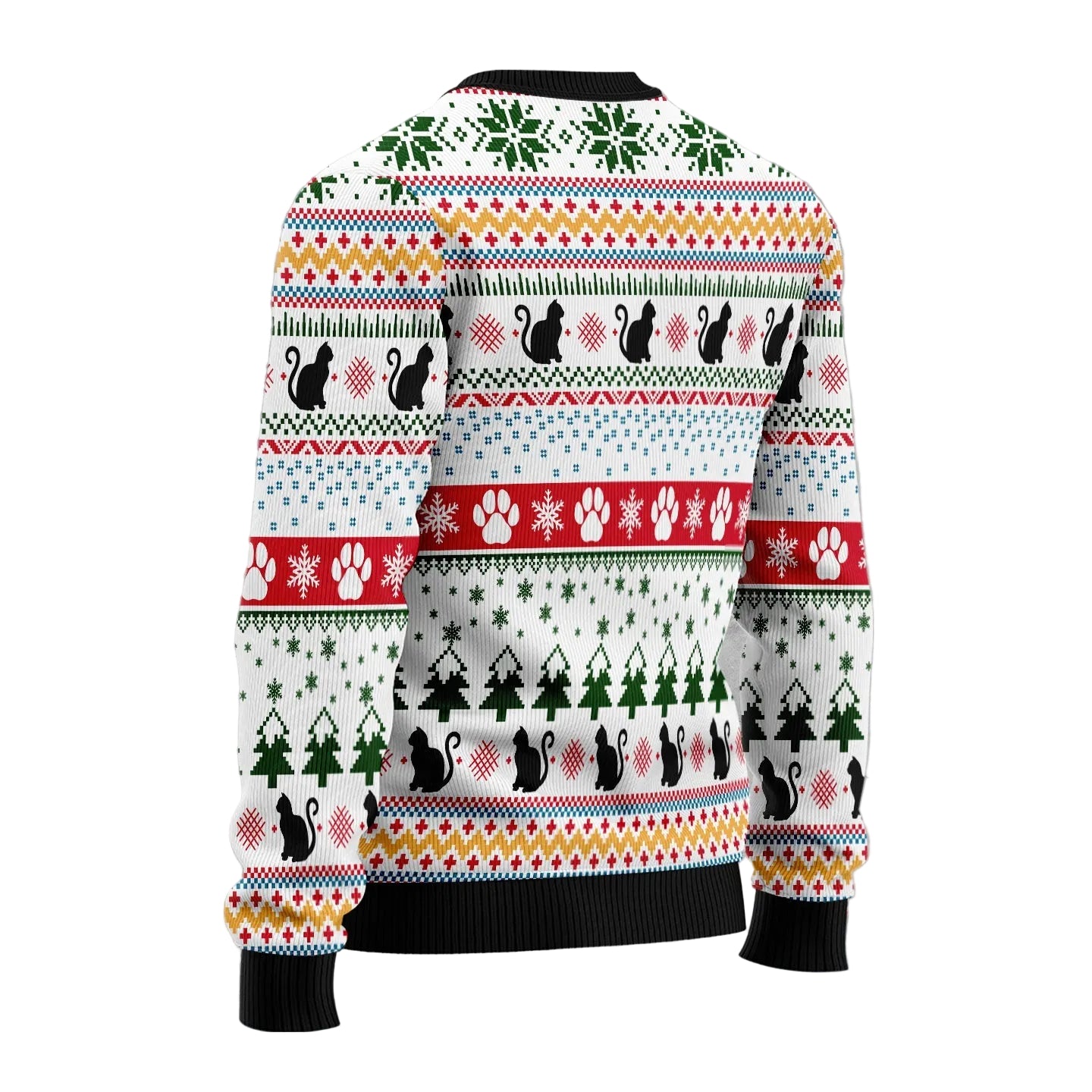 Black Cat Christmas Pattern Ugly Christmas Sweater, Unisex Holiday Party Outfit, Fun Gift for Black Cat Lovers