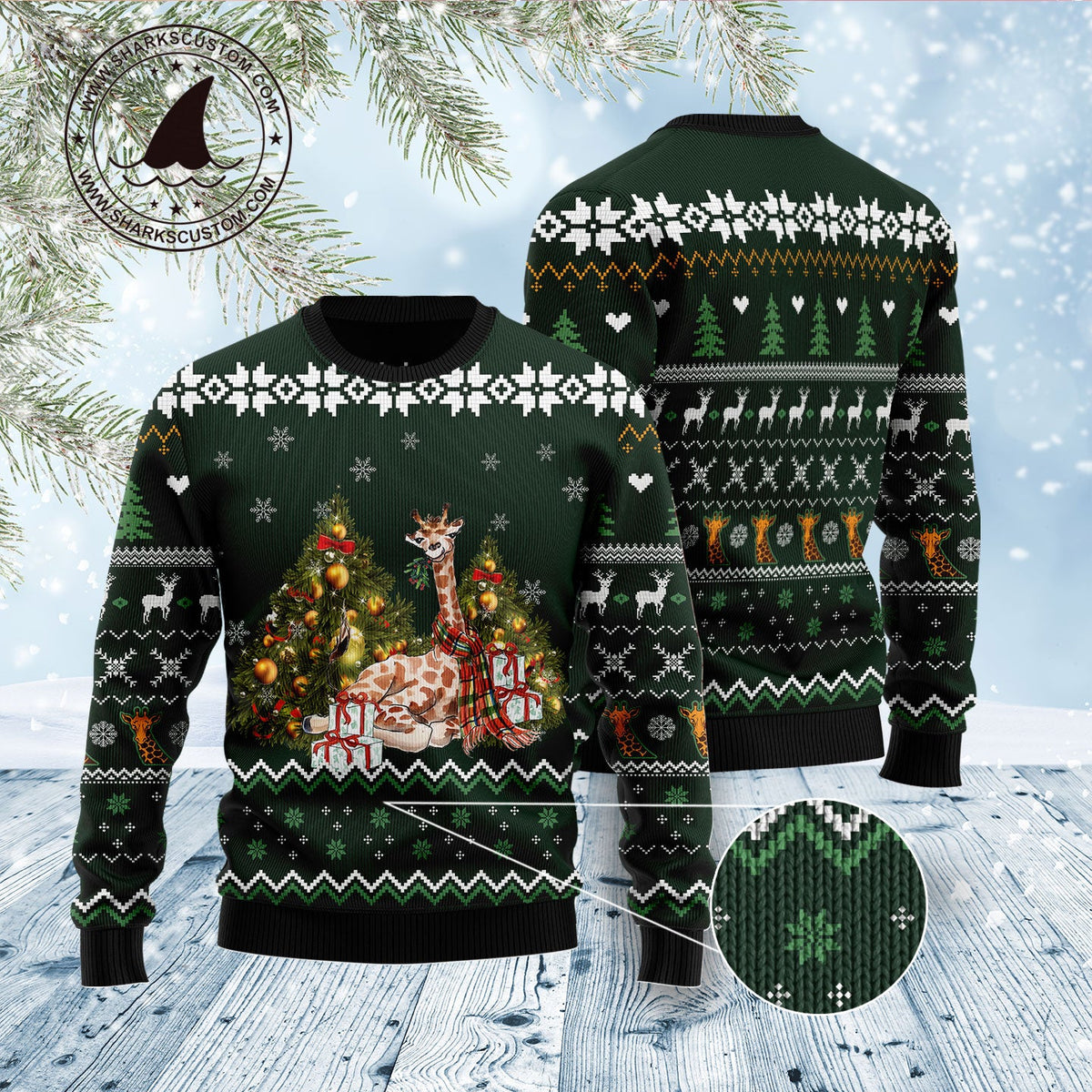Giraffe Holiday Ugly Christmas Sweater | Holiday Gift for Giraffe Lovers | Festive Party Top for Giraffe Lovers