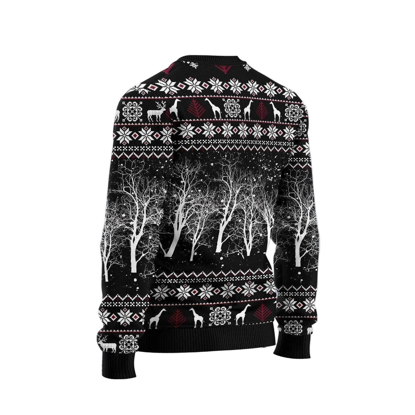 Giraffe and Santa Ugly Christmas Sweater, Santa Giraffe Print for Men and Women, Festive Christmas Party Outfit